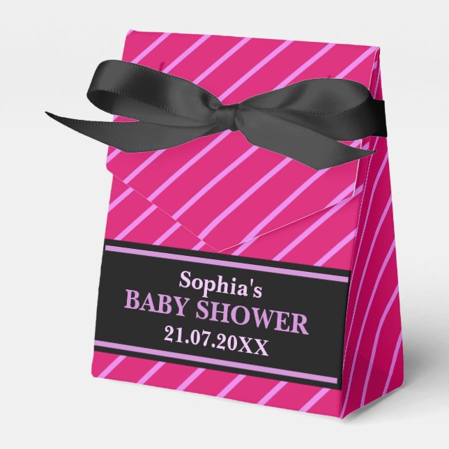 Caja Para Regalos Baby Shower con bandas de monograma (Front Side)