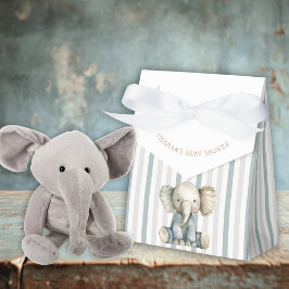 Caja Para Regalos Baby Shower con tira azul elefante