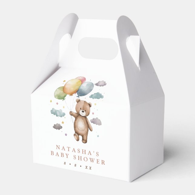 Caja Para Regalos Baby Shower Cute Bear y Balloons (Front Side)