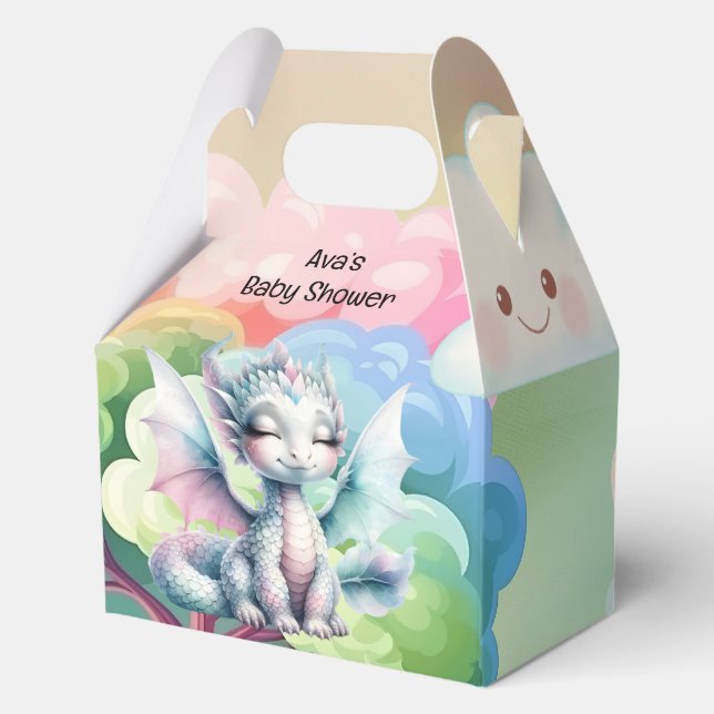Caja Para Regalos Baby Shower Cute Pastel Dragon (Reverso )