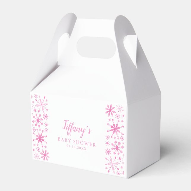 Caja Para Regalos Baby Shower Cute Pink Winter Wonderland (Front Side)