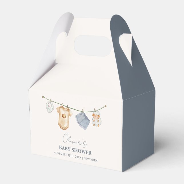 Caja Para Regalos Baby Shower Cute Simple Boho Clothesline (Front Side)