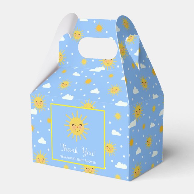 Caja Para Regalos Baby Shower Cute Yellow Sun Blue (Front Side)