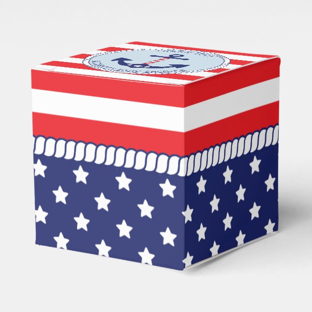 Caja Para Regalos Baby Shower de ancla náutica patriótica (Costado Anverso)