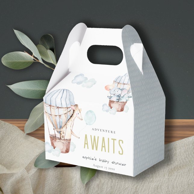 Caja Para Regalos Baby Shower de animales azulados de globo aerostát (Subido por el creador)