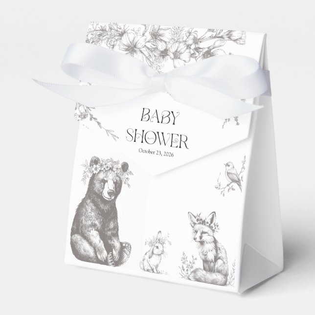 Caja Para Regalos Baby Shower de animales de la selva antigua (Front Side)