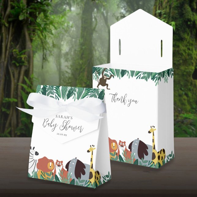 Caja Para Regalos Baby Shower de animales de Safari de la jungla (Jungle Safari Animals Baby Shower Favor Boxes)