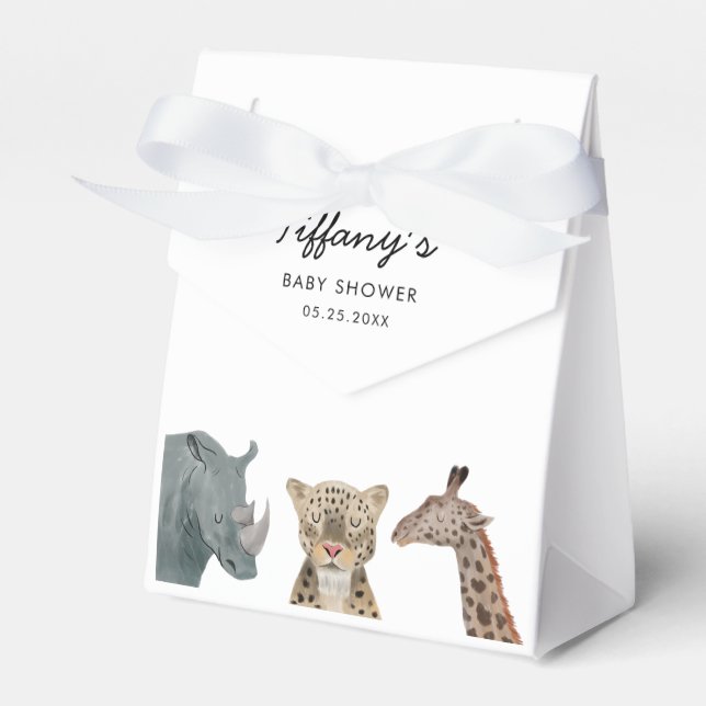 Caja Para Regalos Baby Shower de animales salvajes caprichosos (Front Side)