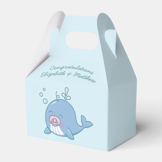 Caja Para Regalos Baby Shower de ballena corta Kawaii Chica rosado (Front Side)