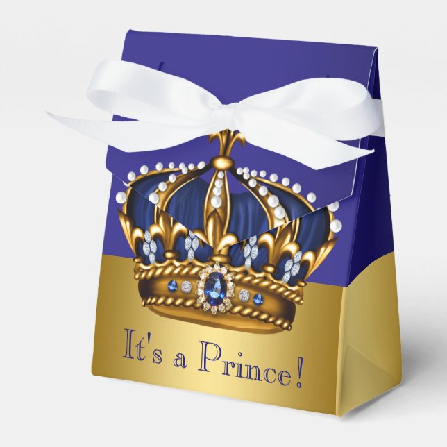 Caja Para Regalos Baby Shower de Blue Gold Crown Prince (Front Side)