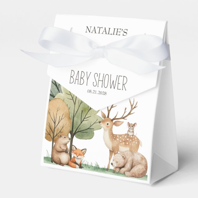 Caja Para Regalos Baby Shower de Boho Woodland Animals (Front Side)