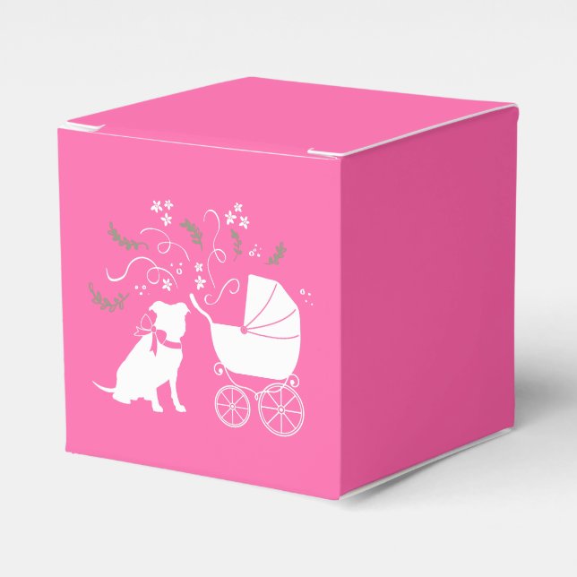 Caja Para Regalos Baby Shower de Bulldog Rosa (Costado Anverso)