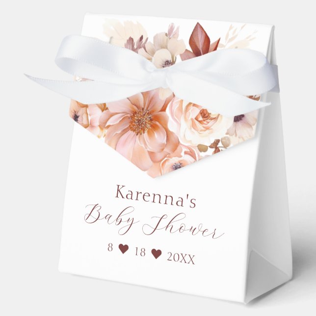 Caja Para Regalos Baby Shower de caída floral blanca vintage (Anverso)