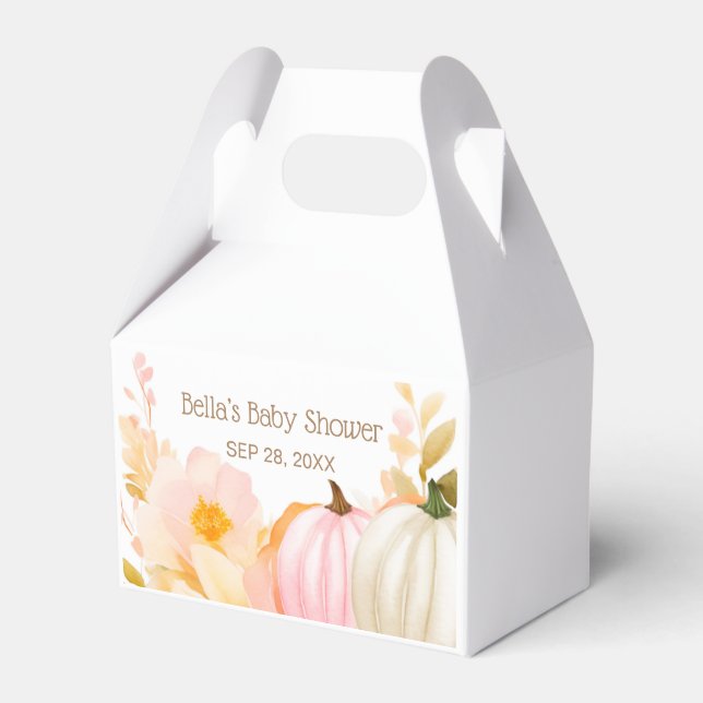 Caja Para Regalos Baby Shower de calabaza rosa (Front Side)