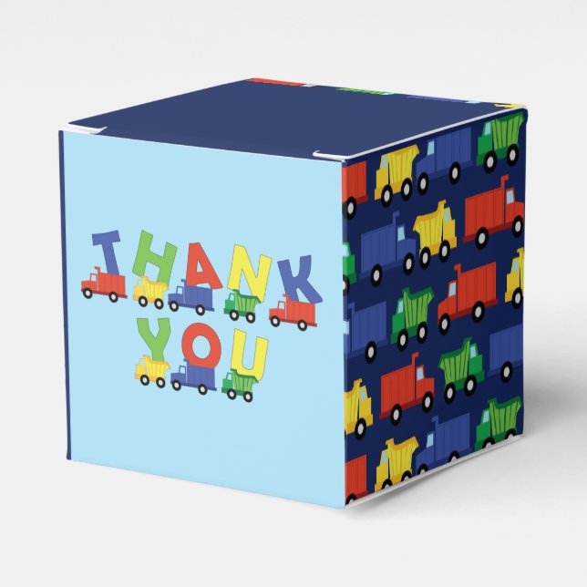 Caja Para Regalos Baby Shower de camión de construcción (Costado Anverso)