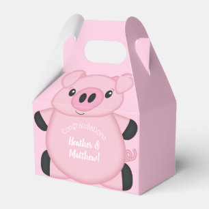 Caja Para Regalos Baby Shower de cerdo rosa