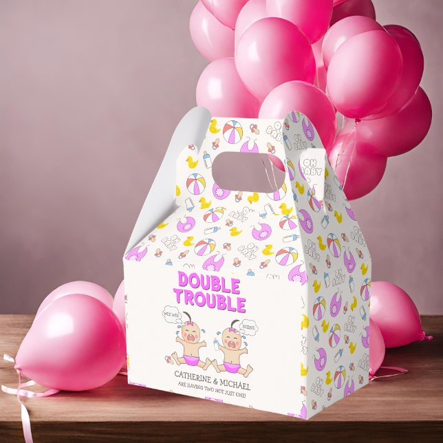 Caja Para Regalos Baby Shower de doble problema para Chicas gemelos (Subido por el creador)