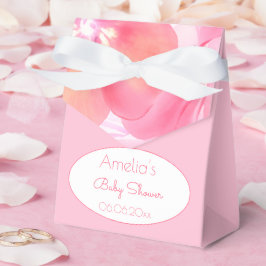 Caja Para Regalos Baby Shower de ducha con flores rosadas