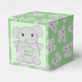 Caja Para Regalos Baby Shower de Elefante Verde
