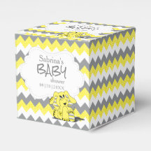 Baby Shower de elefantes de chevron amarillos y gr