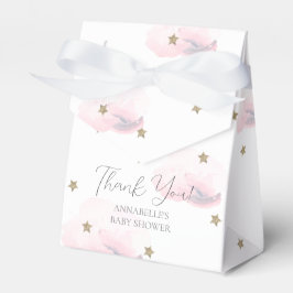 Caja Para Regalos Baby Shower de estrellas de oro y nubes rosadas