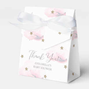 Caja Para Regalos Baby Shower de estrellas de oro y nubes rosadas