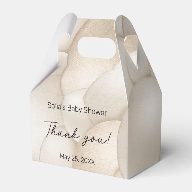 Caja Para Regalos Baby Shower de globo aerostático Beige (Reverso)