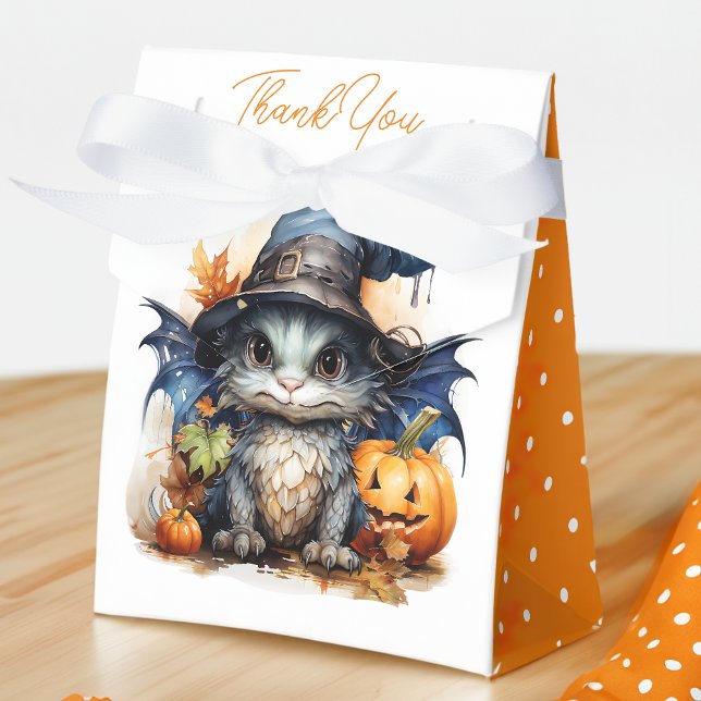 Caja Para Regalos Baby Shower de Halloween de Dragón Neutral de Géne (Just the cutest gender neutral Halloween Party, Baby Dragon themed Favor Box, Perfect for your kids.)