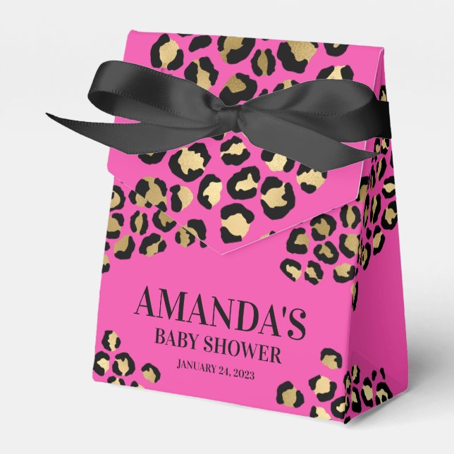 Caja Para Regalos Baby Shower de impresión de leopardo rosa (Front Side)