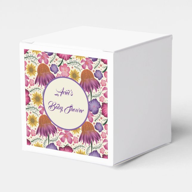 Caja Para Regalos Baby Shower de jardín personalizado de flores silv (Costado Anverso)