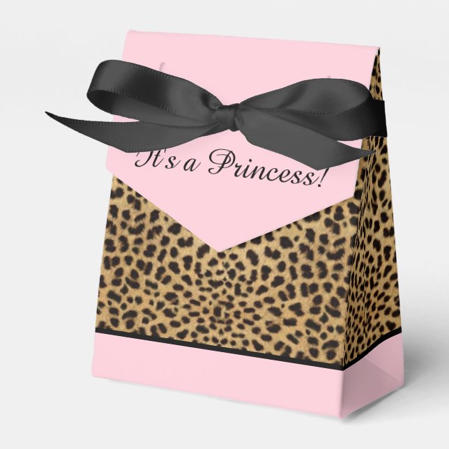 Caja Para Regalos Baby Shower de la princesa Pink Leopard (Front Side)