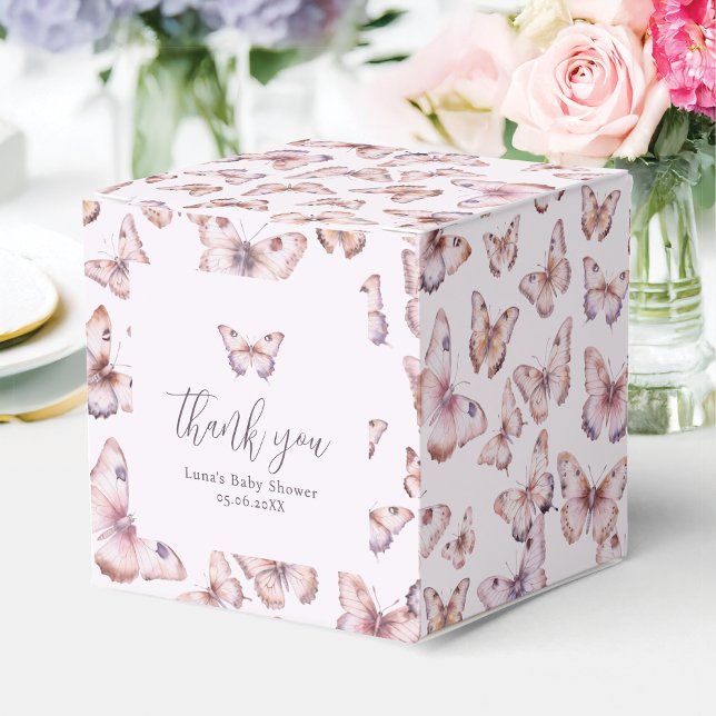 Caja Para Regalos Baby Shower de mariposa morada y rosa (Subido por el creador)