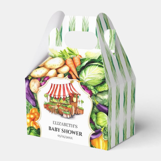 Caja Para Regalos Baby Shower de mercado de granjeros mágicos (Front Side)