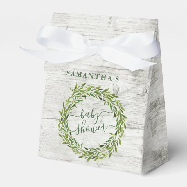 Caja Para Regalos Baby Shower de moda Laurel Wreath Greenery (Front Side)