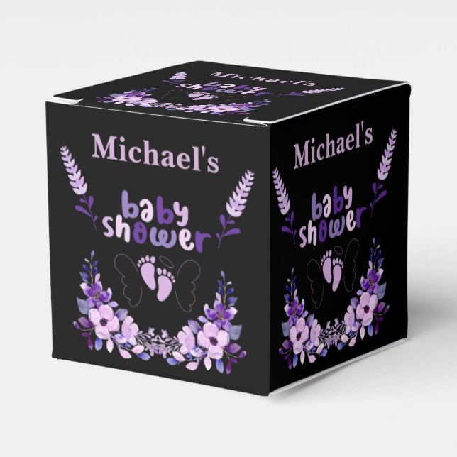 Caja Para Regalos Baby Shower de monograma personalizado personaliza (Costado Anverso)