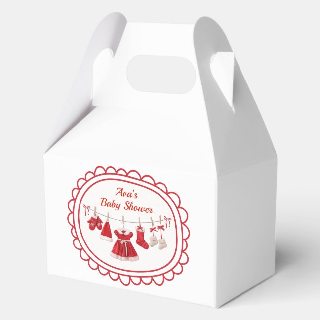 Caja Para Regalos Baby Shower de navidades | Ropa de Santa Rojo y Bl (Anverso)