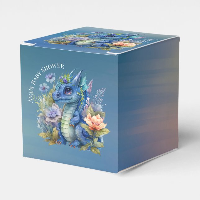 Caja Para Regalos Baby Shower de Navy Blue Dragon Boy (Costado Anverso)
