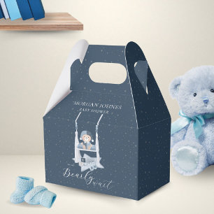 Caja Para Regalos Baby Shower de oso lindo celeste