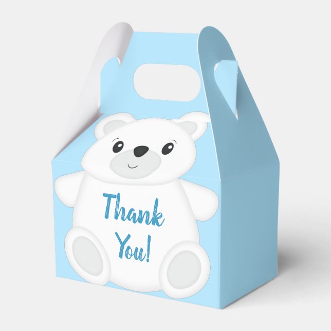 Caja Para Regalos Baby Shower de oso polar azul (Front Side)