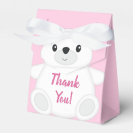 Caja Para Regalos Baby Shower de oso polar rosa