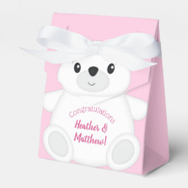 Caja Para Regalos Baby Shower de oso polar rosa