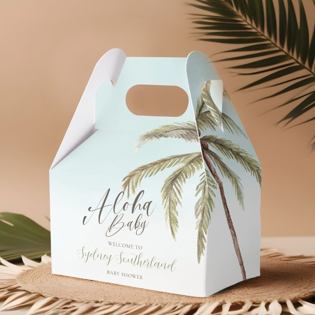 Caja Para Regalos Baby Shower de Palm Trees Acuarelas Tropicales (Tropical Watercolor Palm Trees Baby Shower Favor Box)