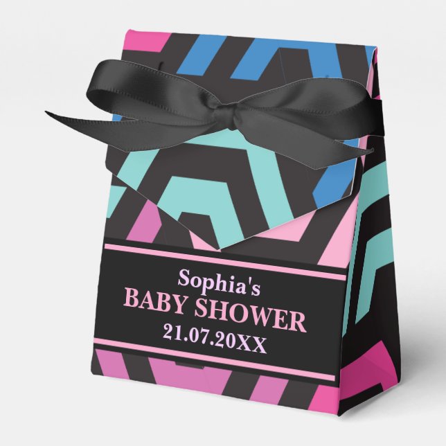 Caja Para Regalos Baby Shower de patrón monograma personalizado (Front Side)