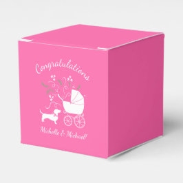 Caja Para Regalos Baby Shower de perro rosado Dachshund Wiener