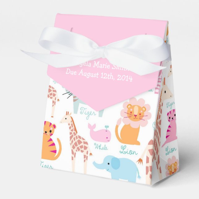 Caja Para Regalos Baby Shower de temas de Safari Rosa (Front Side)