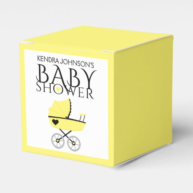 Caja Para Regalos Baby Shower de transporte de bebé amarillo (Costado Anverso)