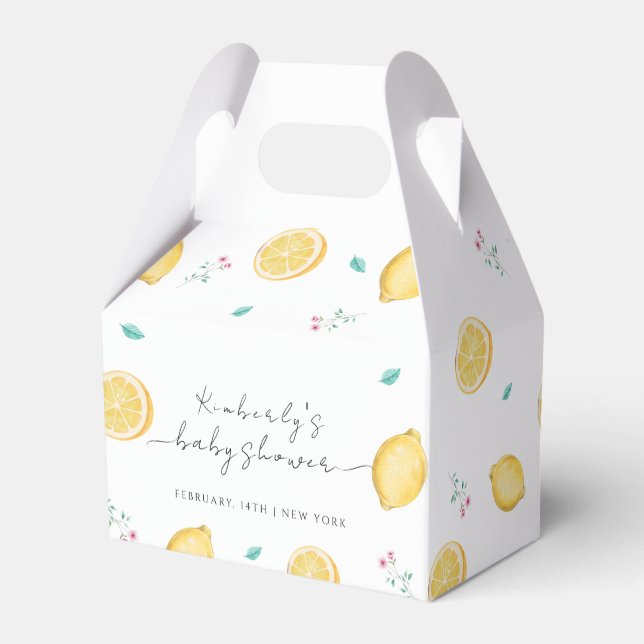 Caja Para Regalos Baby Shower de verano dulce limón limón (Reverso)