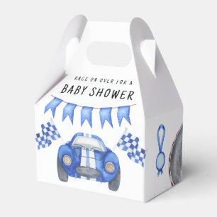 Caja Para Regalos Baby Shower del auto de la carrera azul de color d
