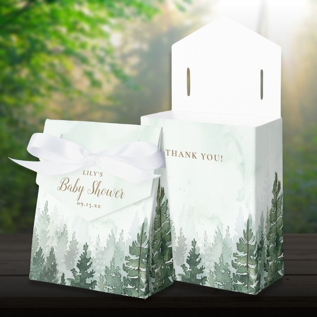 Caja Para Regalos Baby Shower del bosque de pinos rústicos (Rustic Pine Tree Forest Baby Shower Favor Boxes)