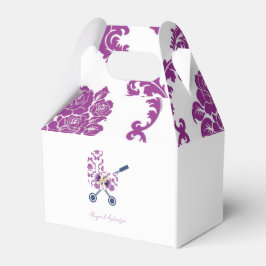 Caja Para Regalos Baby Shower del programa Magenta and Navy Damask